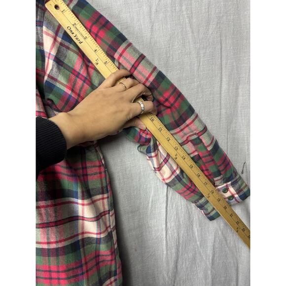 Women’s The Great + Eddie Bauer Flannel Goose Down Coat Plaid size Large EUC - Picture 7 of 9